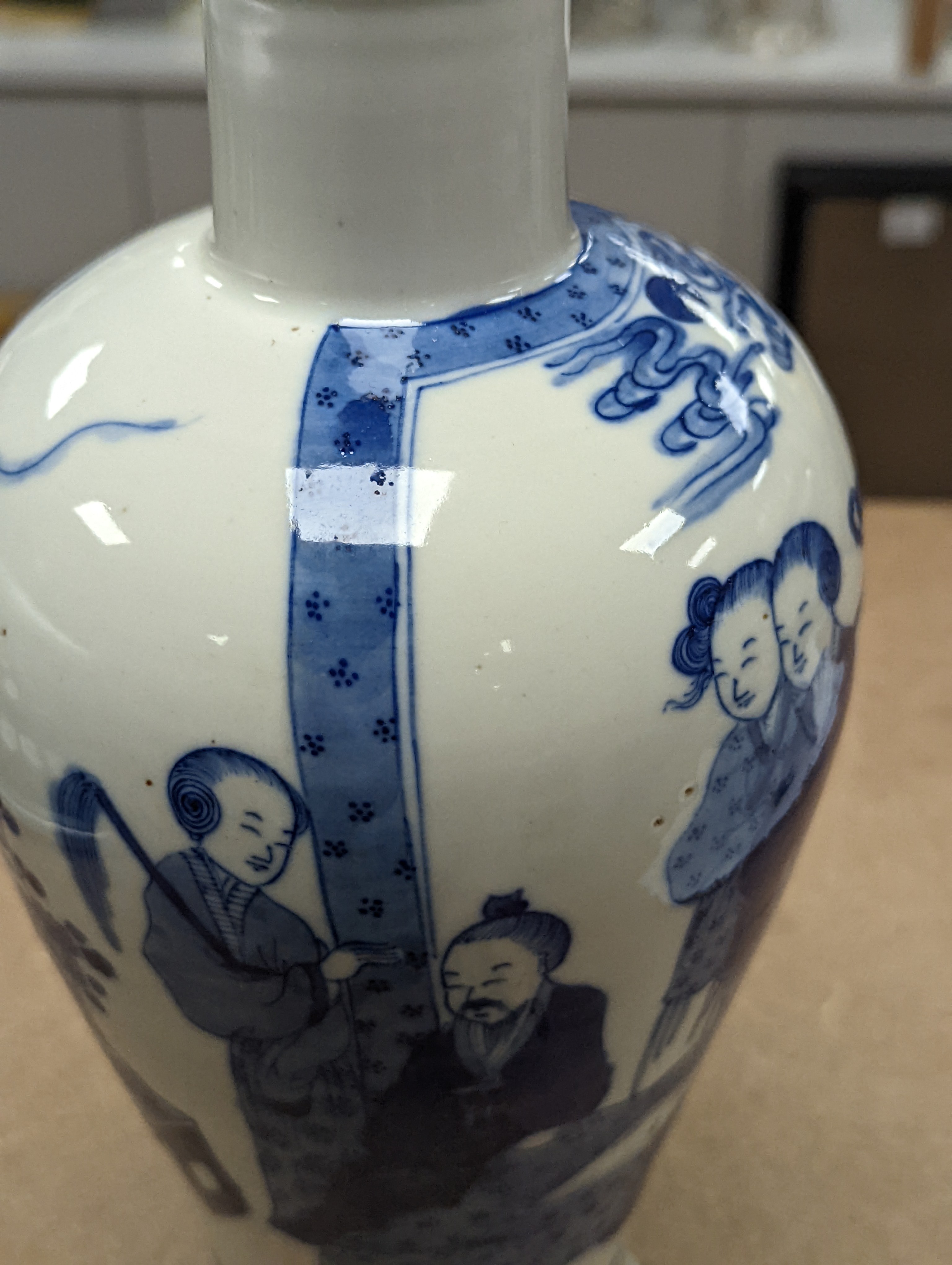 A Chinese underglaze blue baluster vase, 30 cms high.